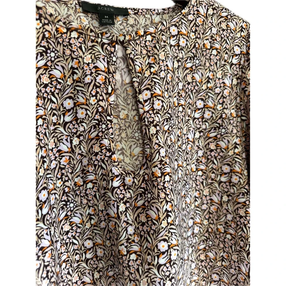 J. Crew Floral Keyhole Blouse Long Sleeve Women's Size‎ Medium